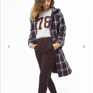 Plaid Hooded Trenchcoat